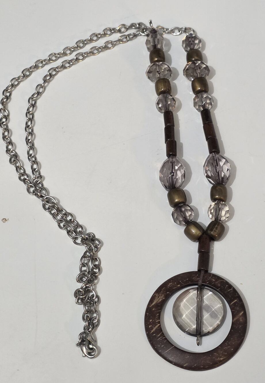 Cool 34" Wood and beaded Necklace